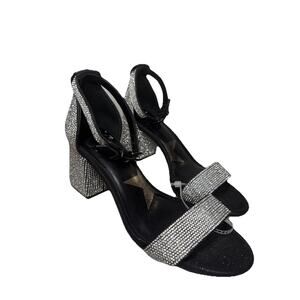 Gianni Bini Ronilynn Bling Jewel Embellished Ankle Strap Block Heel Sandals 6.5